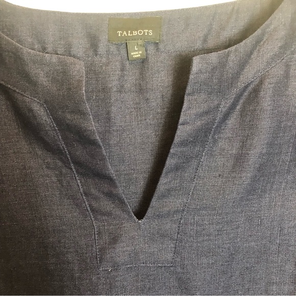 Talbots Pullover V-Neck 3/4 Sleeve Linen Dress Size L - Picture 5 of 9